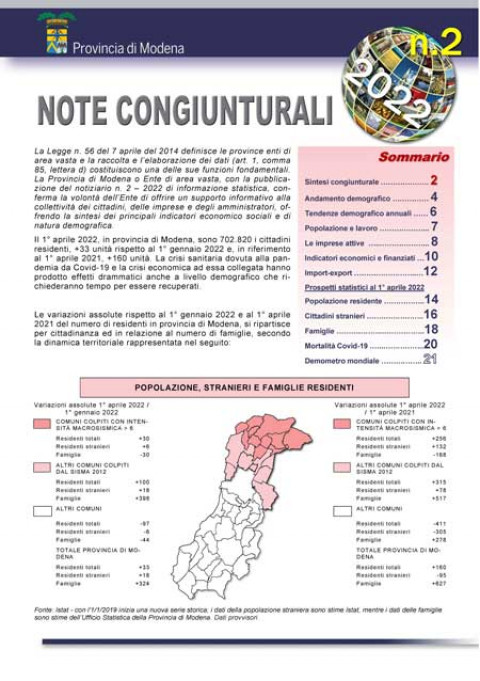 Copertina Note congiunturali n. 2 del 2022