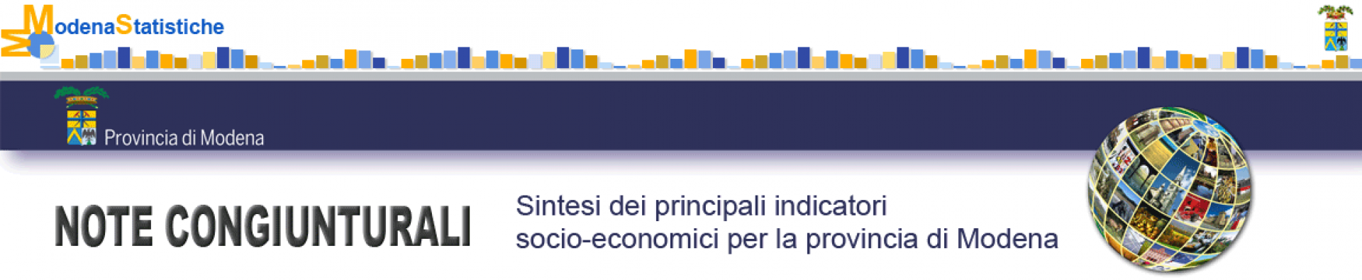 Note congiunturali - Sintesi dei principali indicatori socio-economici per la provincia di Modena - sulla destra in alto logo della Provincia di Modena