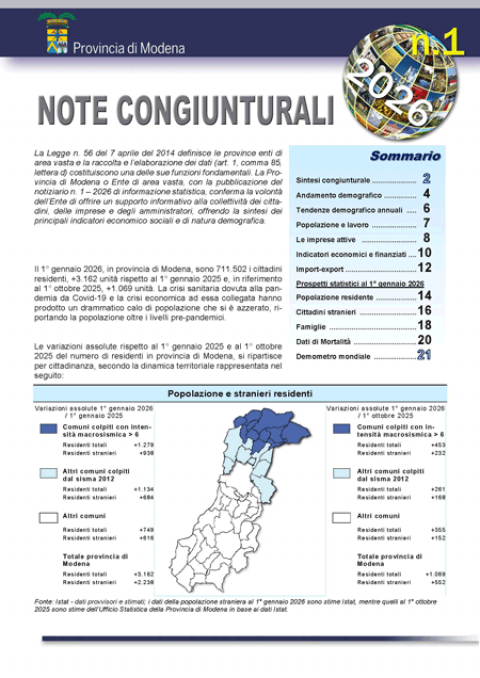 Copertina Note congiunturali n. 1 del 2026